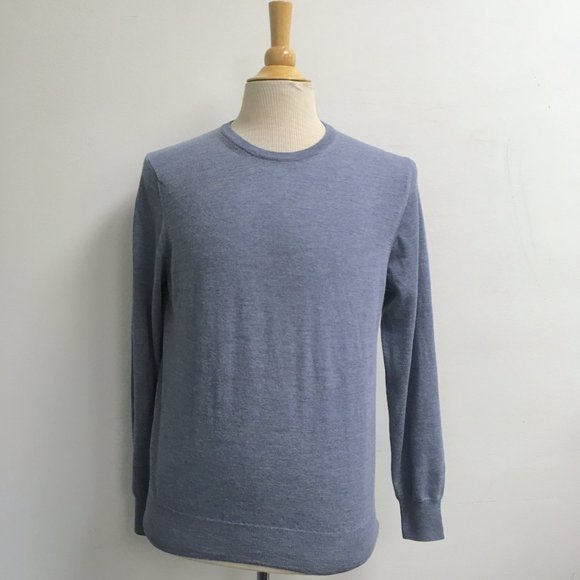 Canali Italy blue fine wool crewneck sweater i48 M L